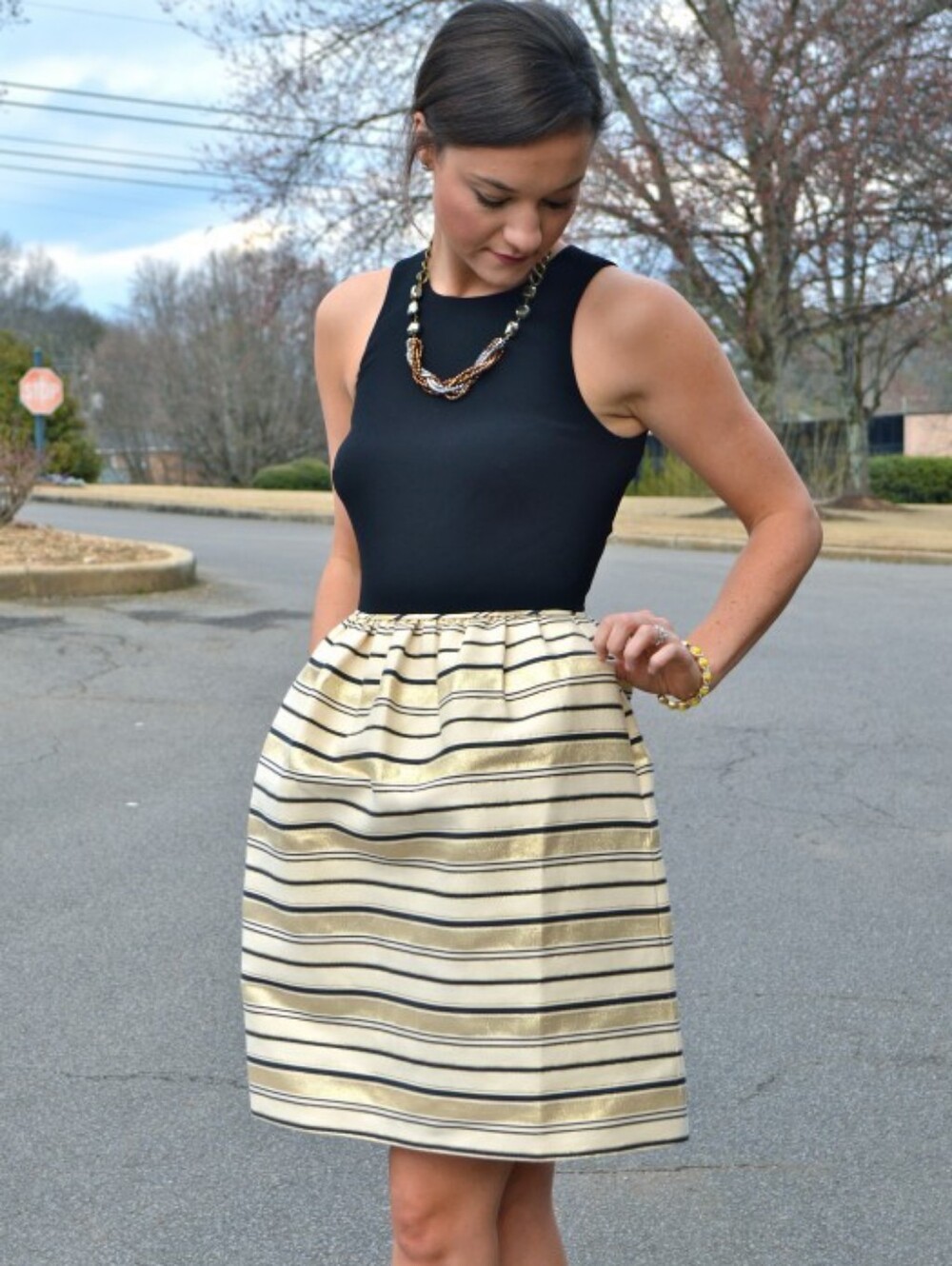 J. Crew Metallic Striped Dress